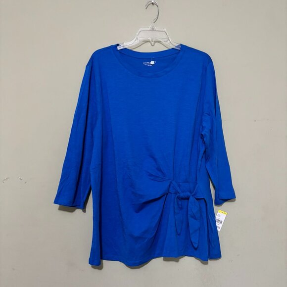 Laura Scott Blue 3/4 Sleeve Tie Front Shirt Top – Size XL NWT - Picture 1 of 5